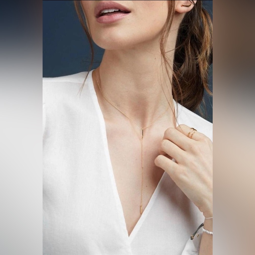 Gorjana Taner Bar Short Lariat Rose Gold Adjustable Necklace 193105R, NWT 🎁